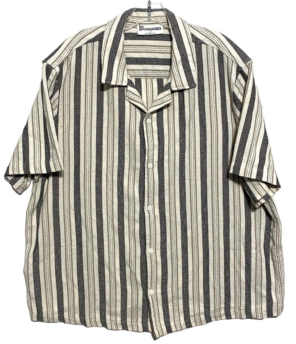 No Boundaries Textured Striped Camp Button Shirt Mens 2XL Beige Casual Resort